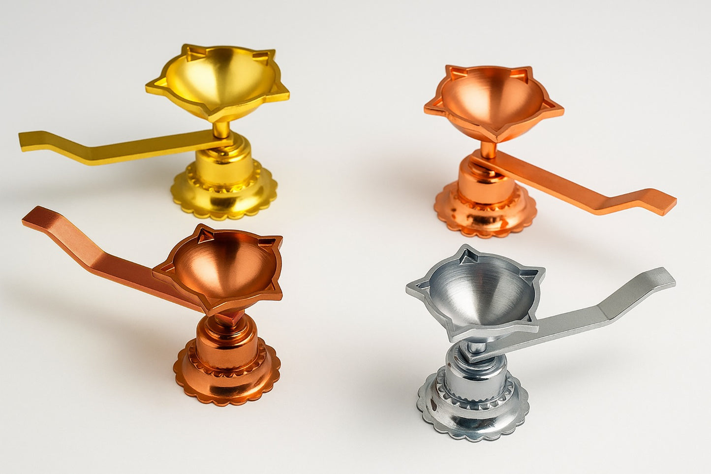 Brass Pooja Hand Diya With Four Variants