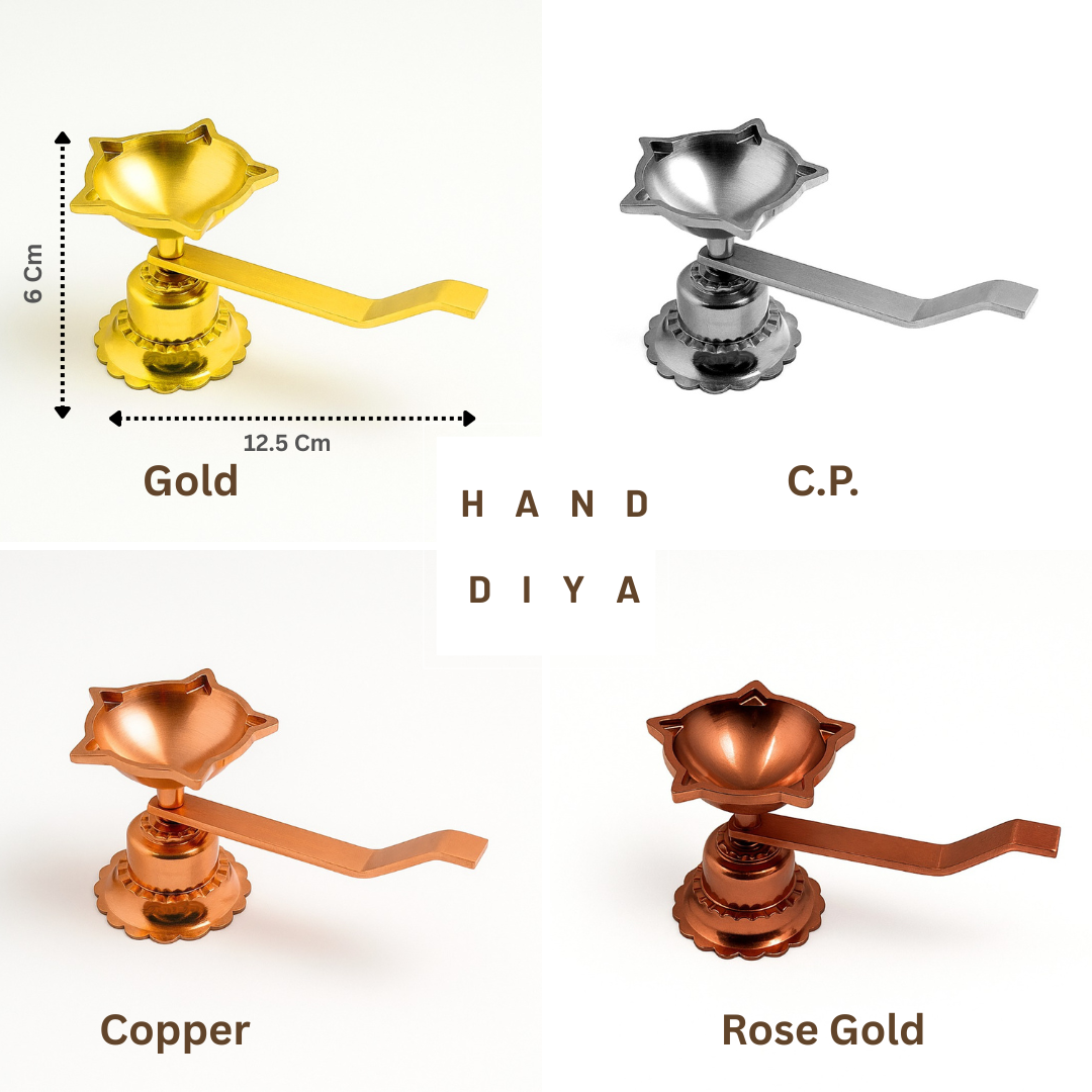 Brass Pooja Hand Diya With Four Variants